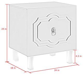 Molly Lacquer-Finish Chrome Ornament Handle Lucite Leg Side Table, Light Gray