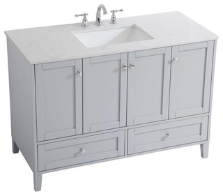 Elegant Decor Sommerville 48" Single Quartz Top Bathroom Vanity in Gray