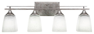 Uptowne 4-Light Bath Bar, Aged Silver/White Muslin