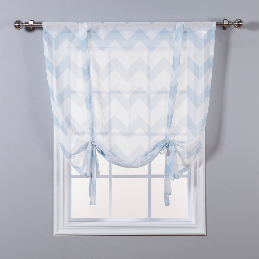 Sheer Chevron Tie Up, Sky Blue