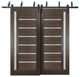 Frosted Glass Barn Bypass Doors 60 x 96, Quadro 4088 Chocolate Ash, 6.6' Rail