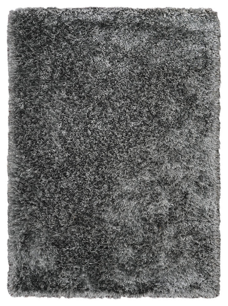 HAND TUFTED SHAG POLYESTER ECO-FRIENDLY AREA RUGS, Silver Color, Solid Design