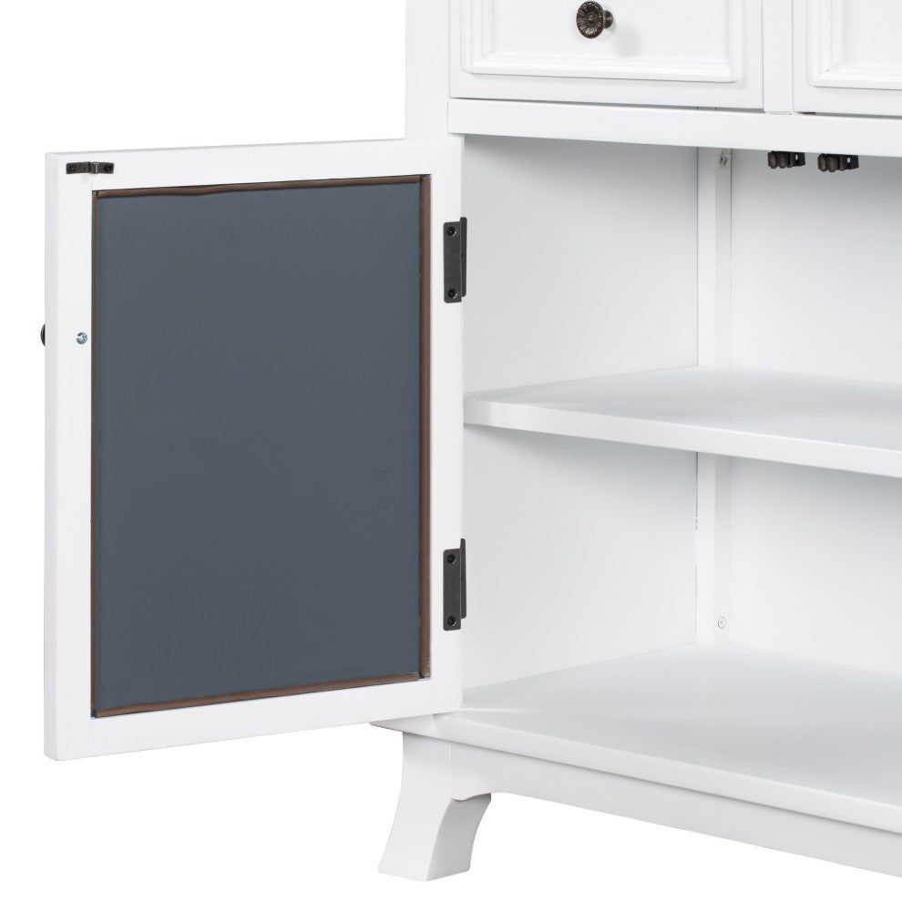 Wood Double Door Accent Cabinet with 2 Drawers, White, 30'' X 14''