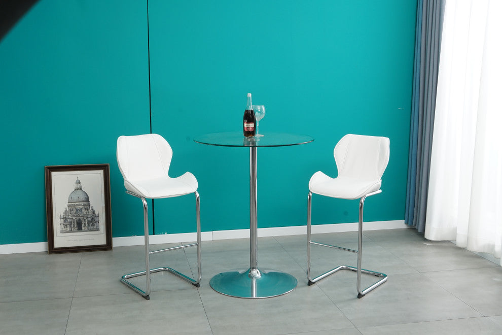 Modern PU 4 Bar chairs with Metal Legs for Dining,kitchen and Bar, White