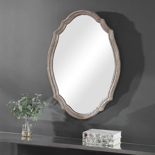 34" Coastal Brown Oval Mirror