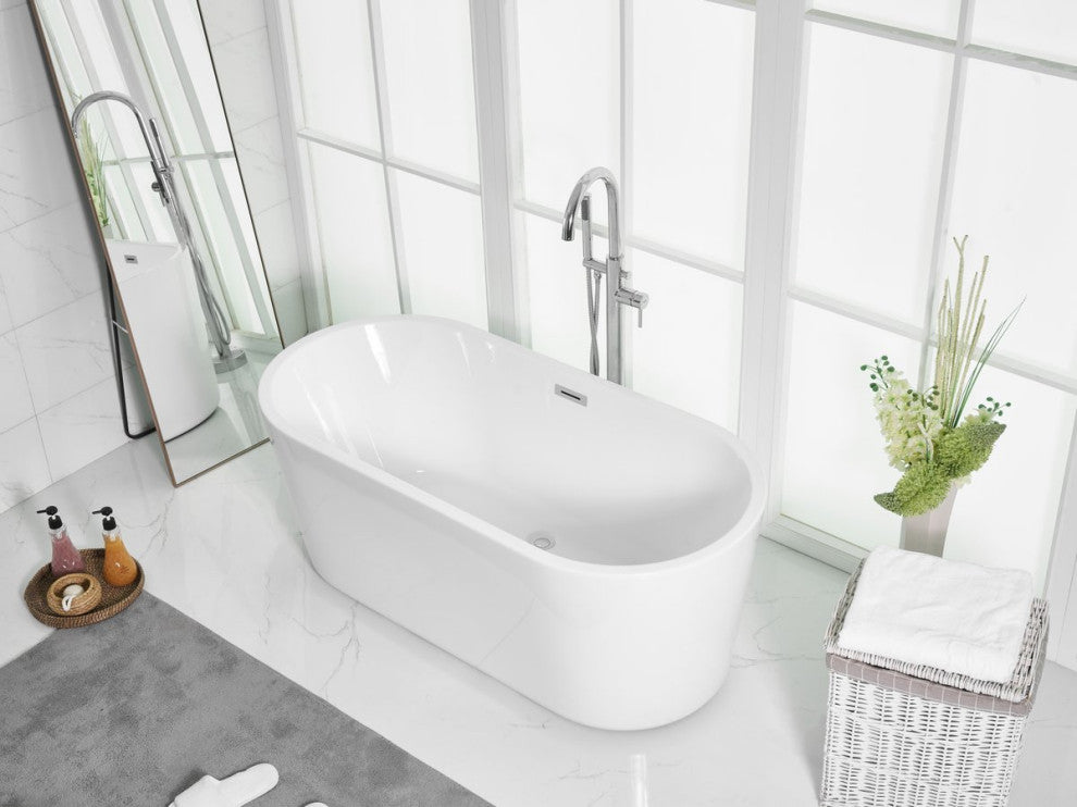 Owen 59" Soaking Roll Top Bathtub, Glossy White