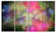Pink Starry Fractal Sky, Abstract Canvas Art Print, 48"x28", 4 Panels