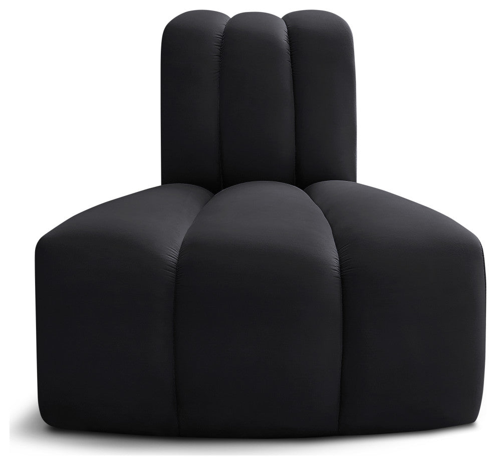 Arc Upholstered Modular Component, Black, 1-Piece: Reverse Corner, Velvet