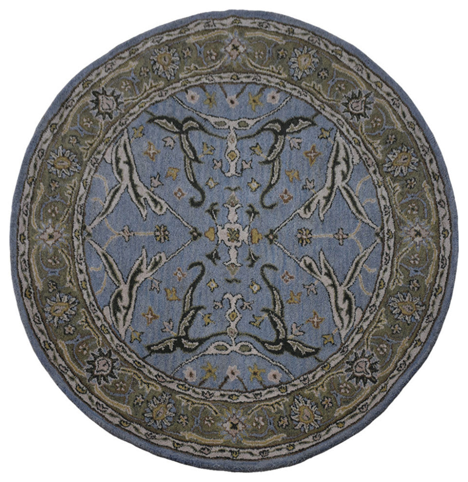 HAND TUFTED WOOL ECO-FRIENDLY AREA RUGS, Blue Green Color, Oriental Design
