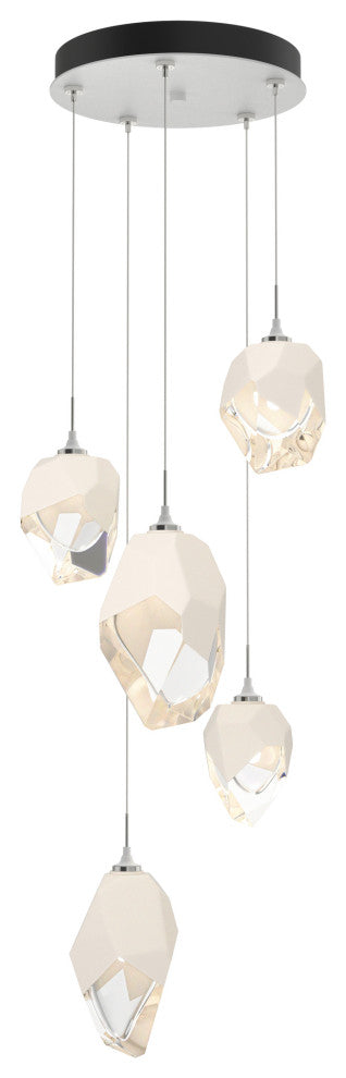 Chrysalis 5-Light Mixed Crystal Pendant White Finish- Long, White Crystal