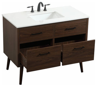 Home Living 22" Midcentury Modern Walnut-Light Bathroom Vanity