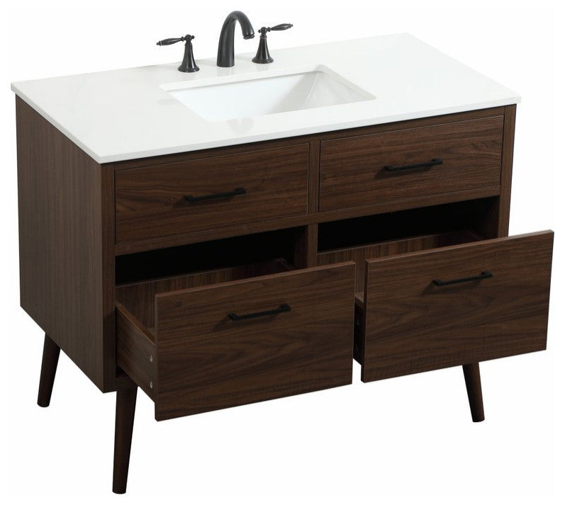 Home Living 22" Midcentury Modern Walnut-Light Bathroom Vanity