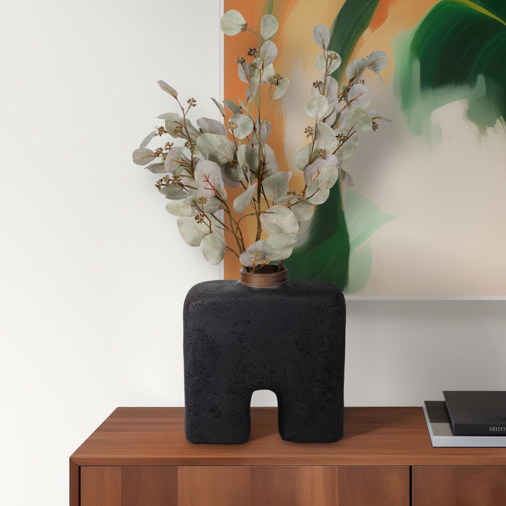 Ecomix, 13"H Abstract Vase, Black