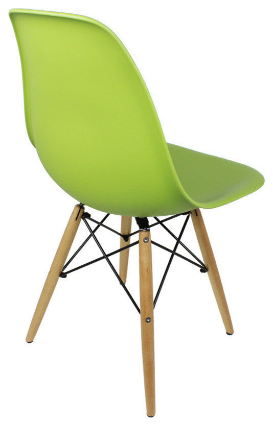 Set of 2, DSW Lime Green Mid Century Modern Dining Shell Chair, Wood Eiffel Legs