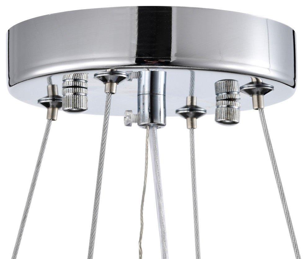 22 in. 5-Light Chrome Tubes Drum Shade Chandelier With Hanging Crystals