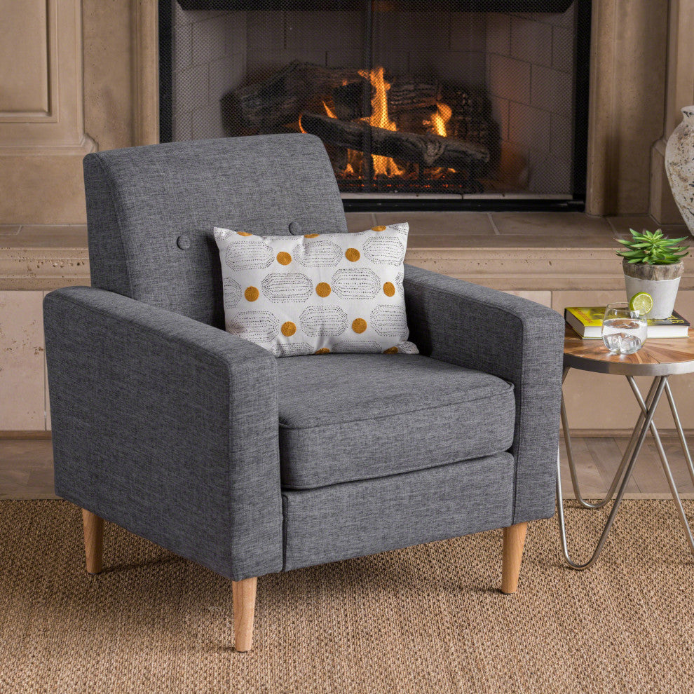 GDF Studio Stratford Mid Century Modern Fabric Club Chair, Gray
