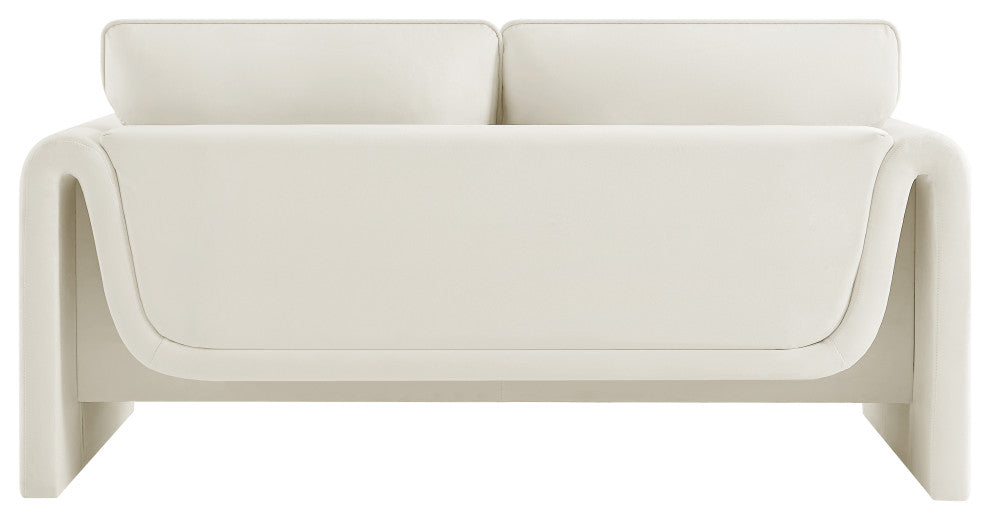 Sloan Cream Velvet Fabric Loveseat