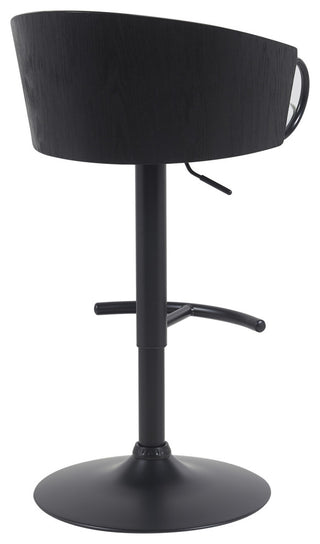 Montego Adjustable Barstool, Black With Snow White Faux Leather