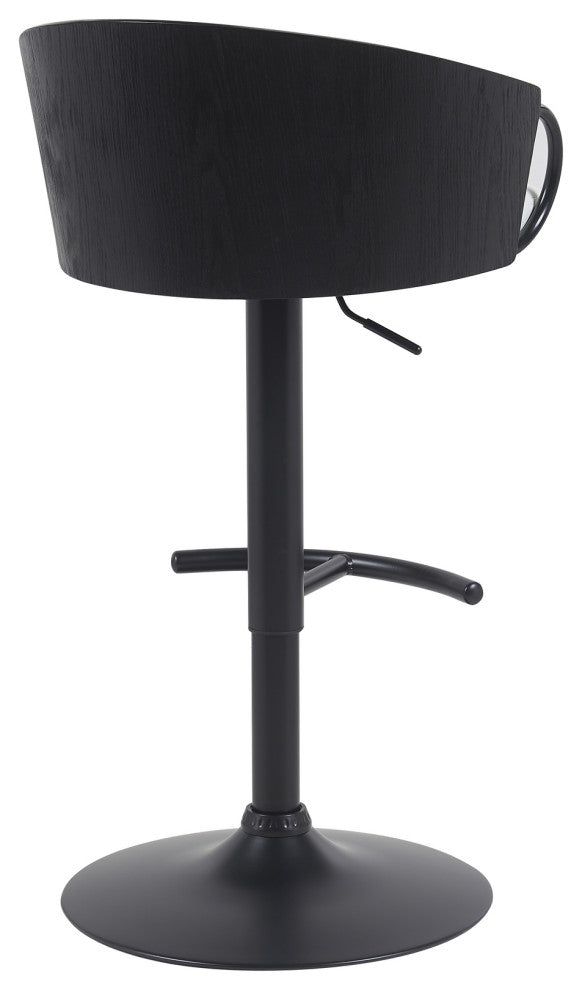 Montego Adjustable Barstool, Black With Snow White Faux Leather