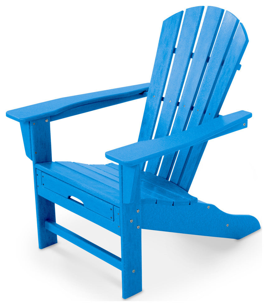 Polywood Palm Coast Ultimate Adirondack with Hideaway Ottoman, Pacific Blue