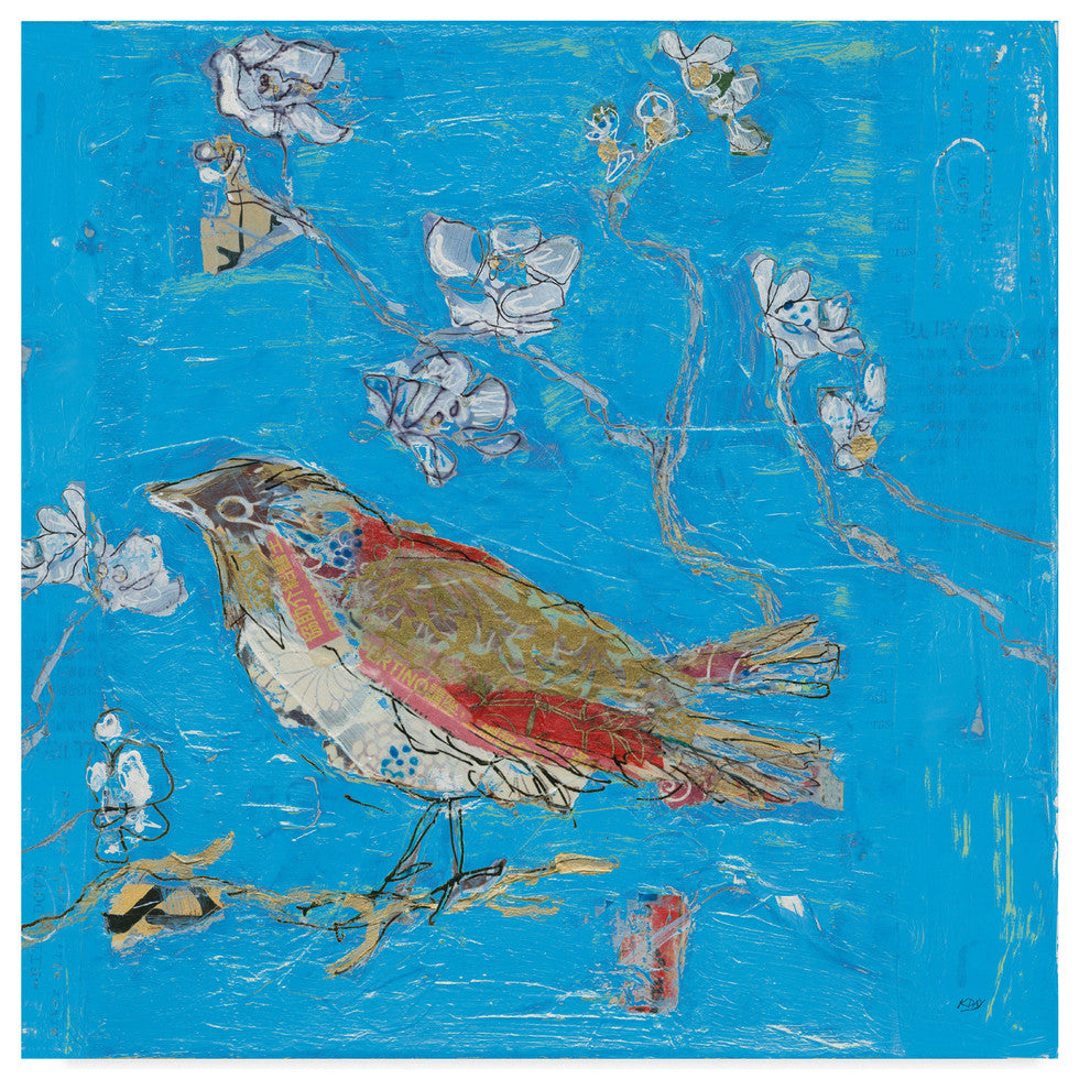 Kellie Day 'Blue Bird' Canvas Art, 35"x35"