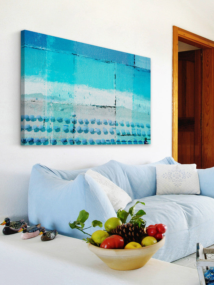 "Umbrella Haze" Painting Print on Wrapped Canvas, 18"x12"