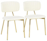 Bouton Contemporary/Glam Chair in Gold Metal and Cream Velvet - Set of 2
