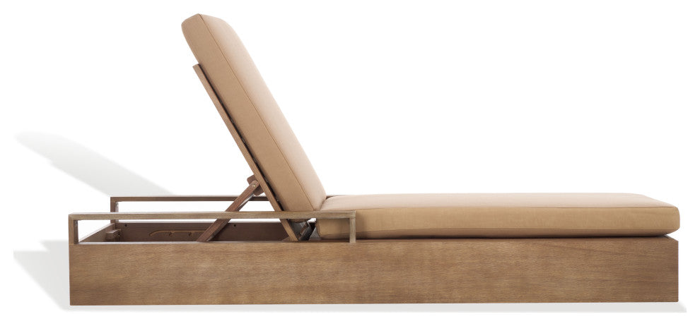 Safavieh Couture Lanai Wood Chaise Lounge Chair, Natural/Brown