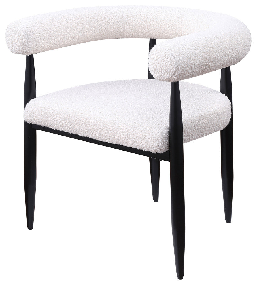 Dunmore Boucle Upholstered Dining Arm Chair Cream, Set of 2