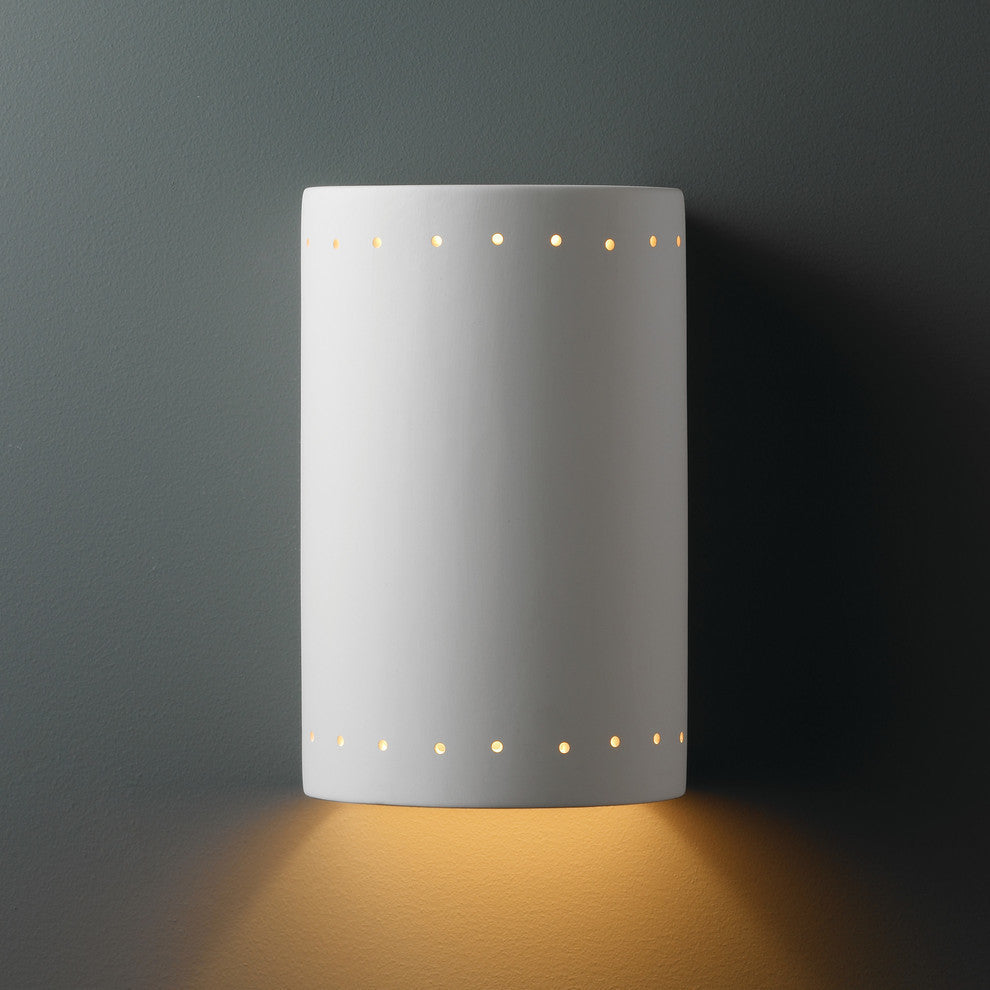 Ambiance Large Cylinder, Outdoor Closed Top Sconce, Bisque, E26