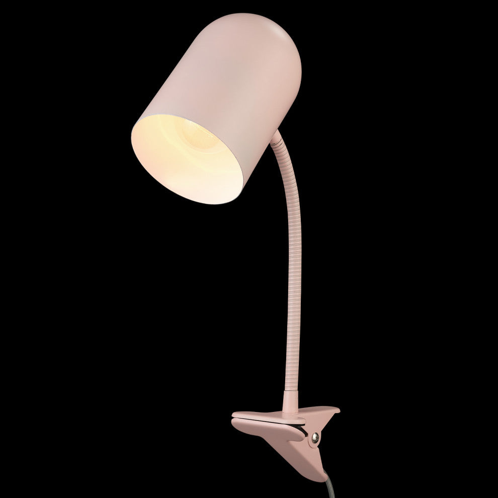 Matte Pink Clip-Arm Desk Lamp, Adjustable Arm