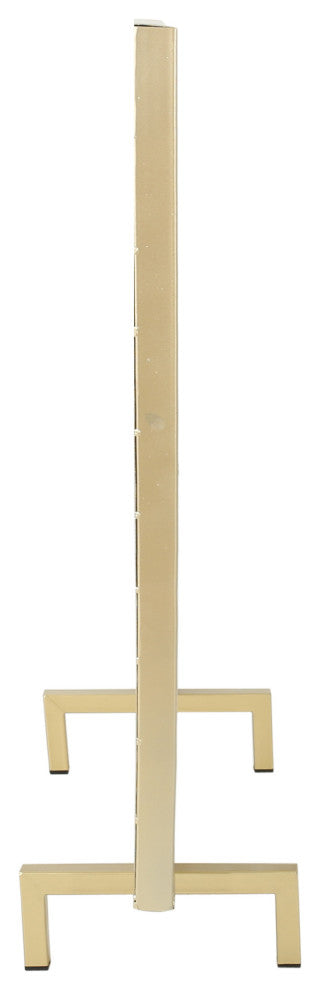 GDF Studio Veritas Single Panel Black Iron Fireplace Screen, Gold