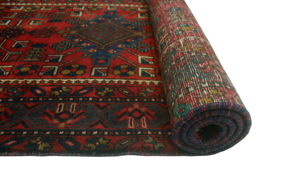 Fine Vintage Distressed Shary Rust/Navy Runner, 3'3x11'3
