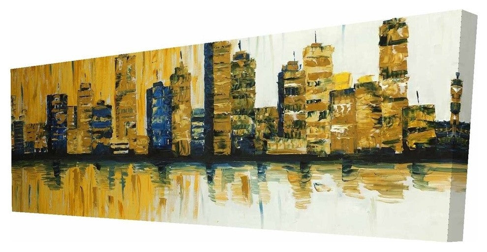 White and Yellow Print on Wrapped Canvas