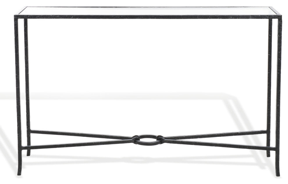 Safavieh Couture Tauri Metal Console Table, Black/Clear
