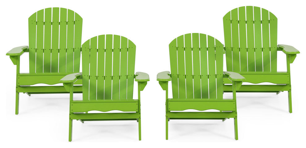 Cartagena Outdoor Acacia Wood Folding Adirondack Chair, Set of 4, Light Green