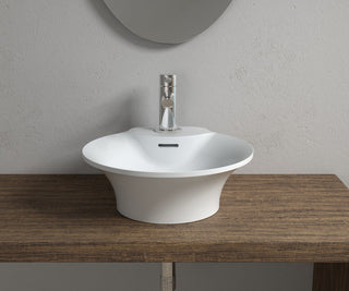 Polystone Round Vessel Bathroom Sink, Matte White, No Faucet