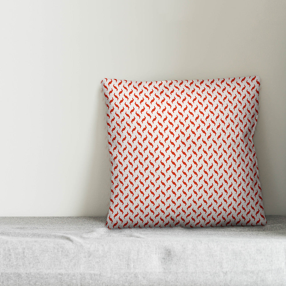 Red Zig Zag Pattern Throw Pillow Cover, 18"x18"