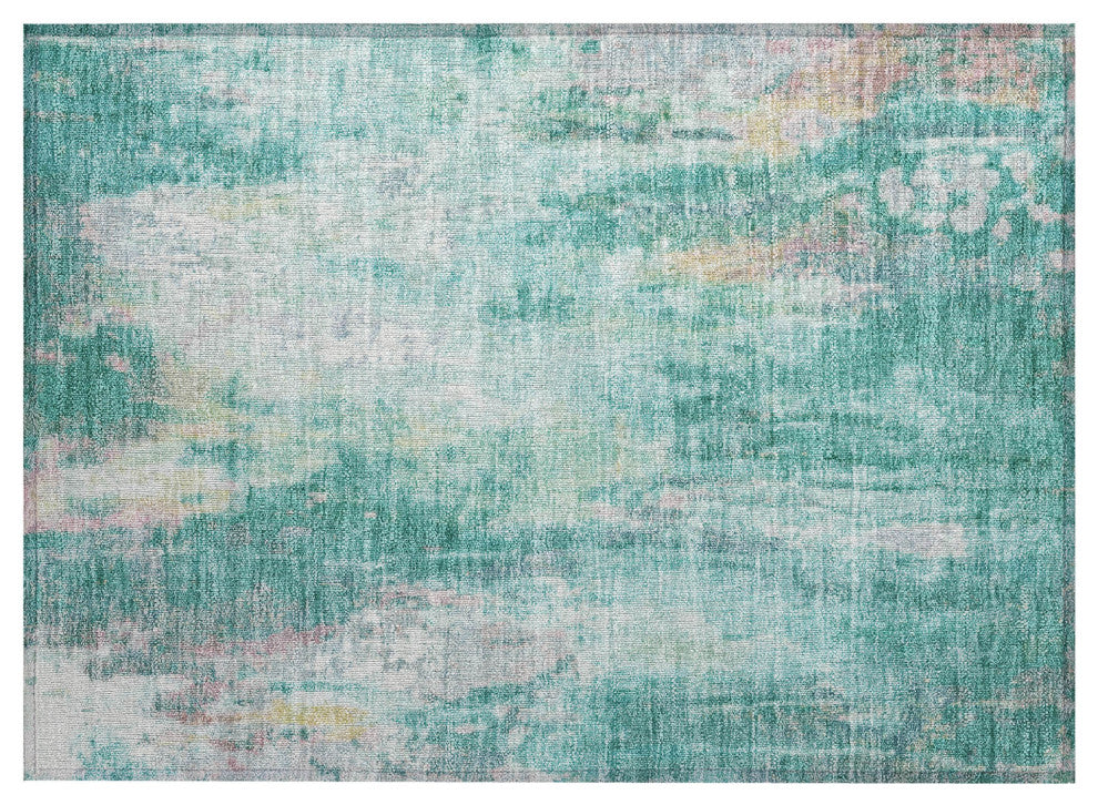 Machine Washable Indoor/Outdoor Chantille ACN1640 Teal 1'8" x 2'6" Rug