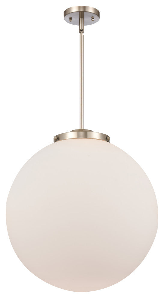 Beacon Pendant, Brushed Satin Nickel, Matte White