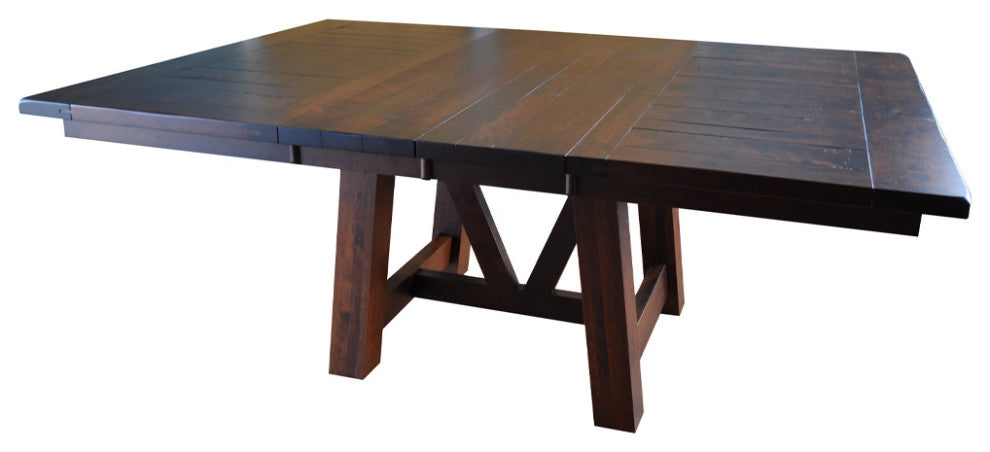 Hawthorne Rustic Cherry Square Extendable Dining Table , 60x60 2 Leaves