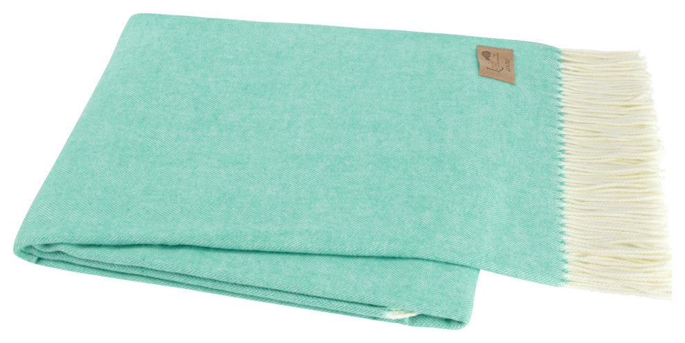 Italian Herringbone Throw, Aqua