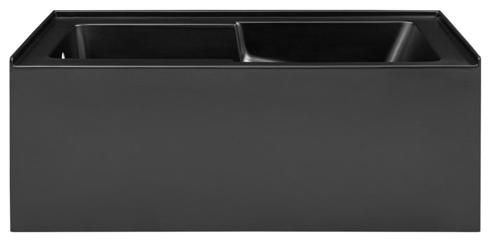 Voltaire Acrylic Alcove Integral Armrest Bathtub with Apron, Matte Black, 60"x32