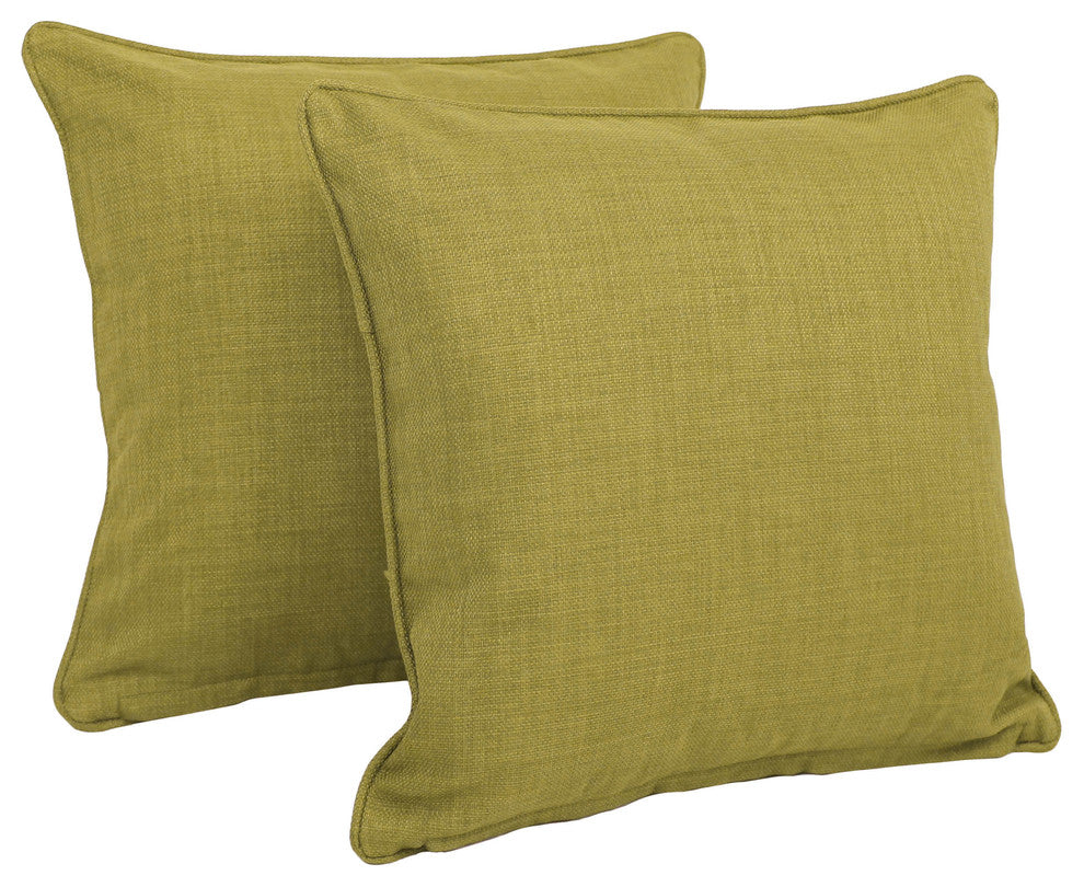 18" Outdoor Spun Polyester Square Throw Pillows, Set of 2, Avocado