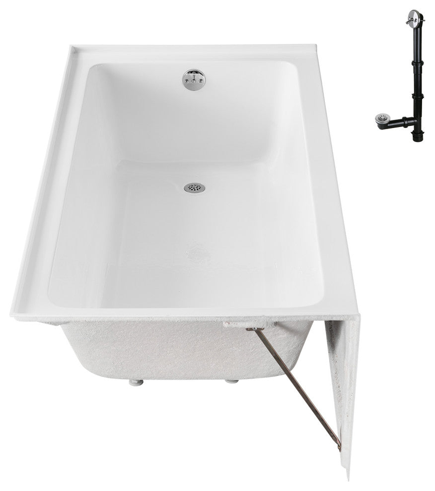 GA-306-14-CH 66"x32" Acrylic Alcove Bathtub, Polished Chrome Drain