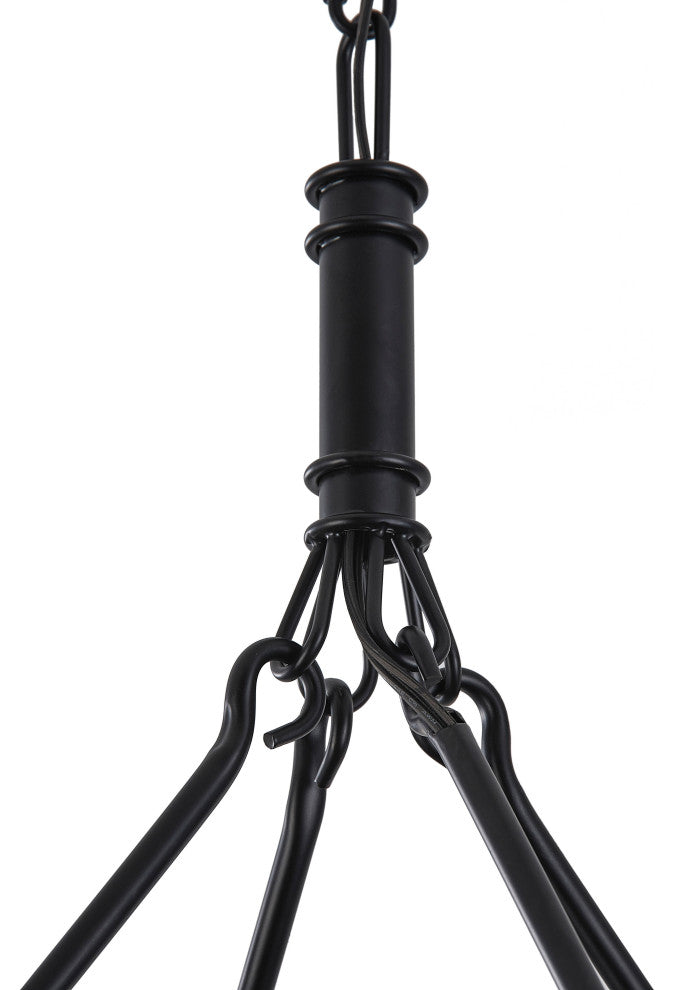 Industrial Black 8-Light Large Round Candle Chandelier for Dining Room