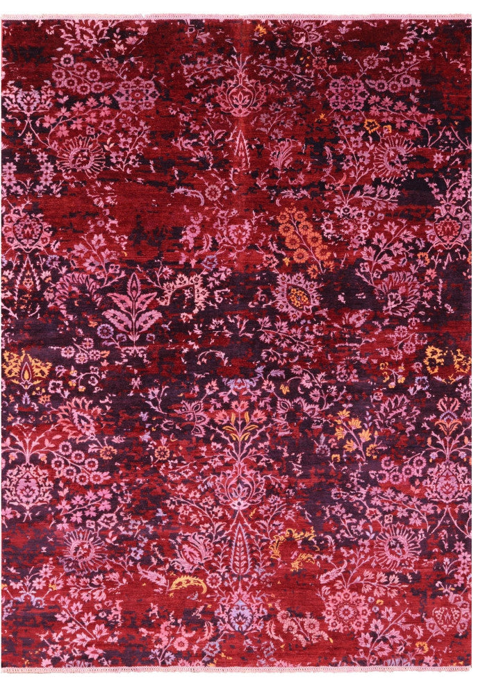 Wool and Silk Modern Hand Knotted Rug 8' 10" X 11' 11" Q9951