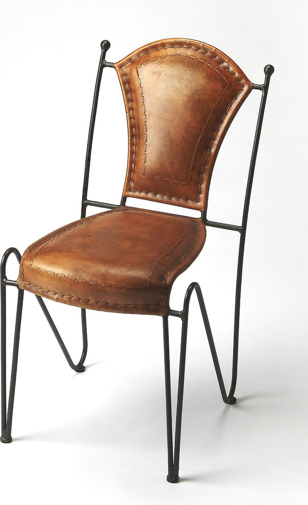 Butler Coriander Iron & Leather Side Chair