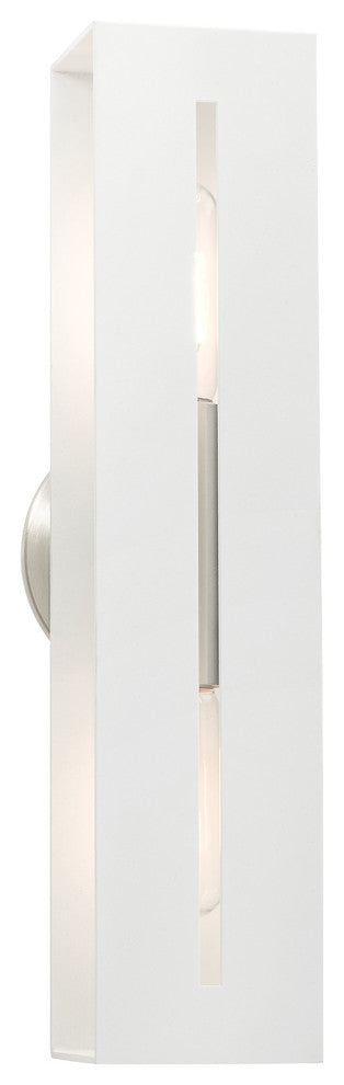 Textured White With Brushed Nickel Accents Urban, Industrial, Vanity Sconce