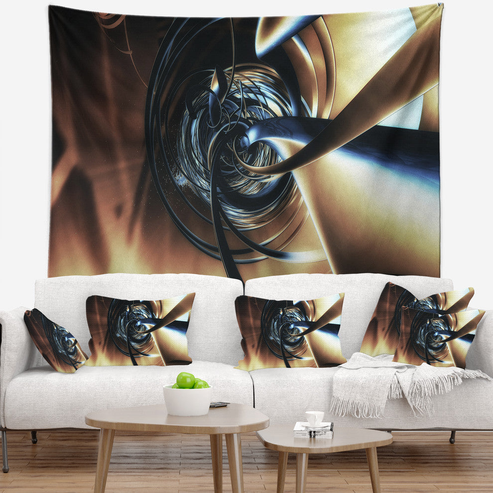 Fractal 3D Tangled Center Contemporary Wall Tapestry, 60"x50"